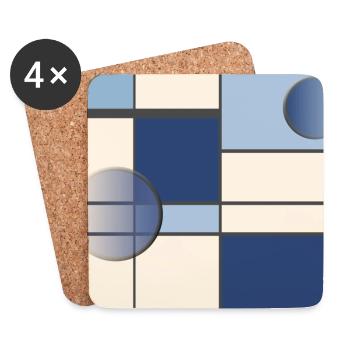 Style Mondrian en bleu - Dessous de verre (lot de 4) - blanc - Devant