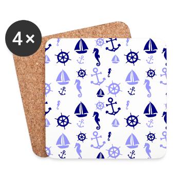 Motif maritime bleu - Dessous de verre (lot de 4) - blanc - Devant