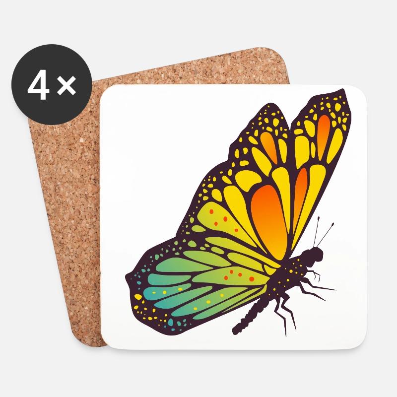 Schmetterling - Untersetzer (4er-Set) - Weiß