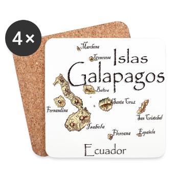 Galapagos map 1 - Coasters (set of 4) - white - Front