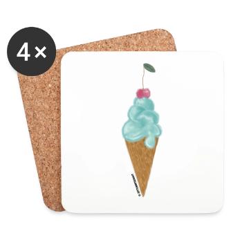 Glace - Dessous de verre (lot de 4) - blanc - Devant