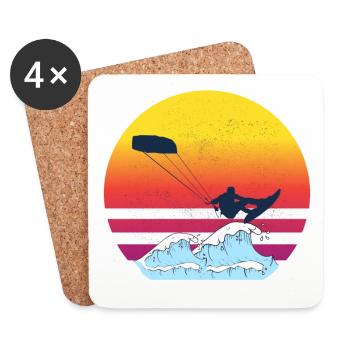 Kitesurfen Geschenk - Untersetzer (4er-Set) - Weiß - Vorne