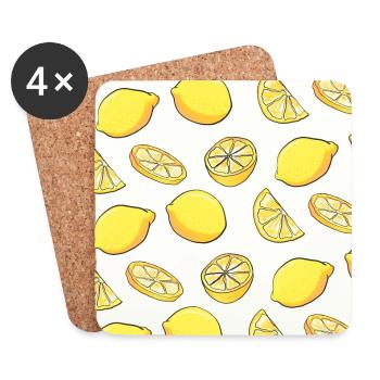 Fruit Summer Pattern Lemons Pattern Lemons Citrus - Coasters (set of 4) - white - Front