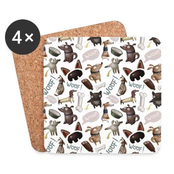 Funny Dogs - Untersetzer (4er-Set) - Weiß - Vorne