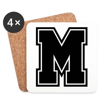 Buchstabe M - Untersetzer (4er-Set) - Weiß - Vorne