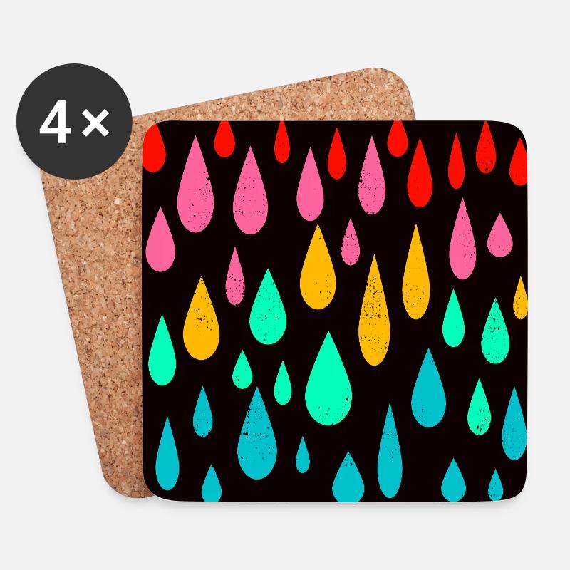 Bunte Regenbogen- Tropfen - Untersetzer (4er-Set) - Weiß