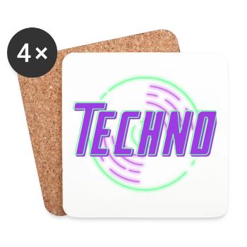 Techno Disque de néon - Dessous de verre (lot de 4) - blanc - Devant