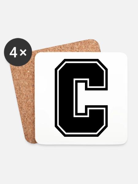 Buchstabe C - Untersetzer (4er-Set) - Weiß