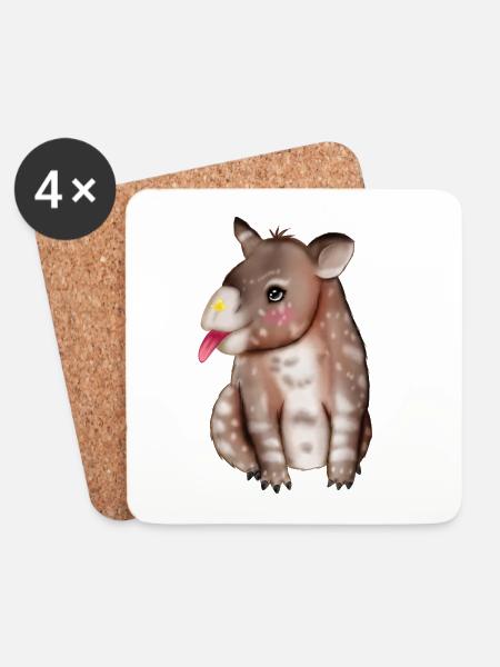 Baby Tapir - Untersetzer (4er-Set) - Weiß
