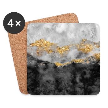 Dreamy Hills Watercolour Abstract Artwork, Gold - Untersetzer (4er-Set) - Weiß - Vorne