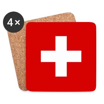 Switzerland Flag - Swiss Pride Gift - Coasters (set of 4) - white - Front