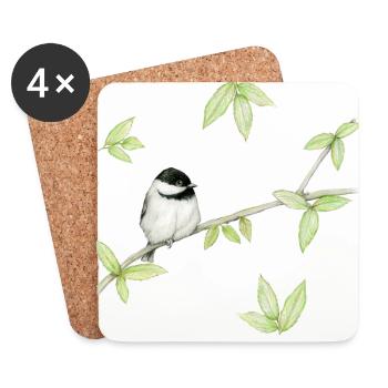 A pencil drawing of a mat head or Gloss head - Coasters (set of 4) - white - Front