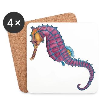 Seahorse Seahorse Seahorse - Coasters (set of 4) - white - Front