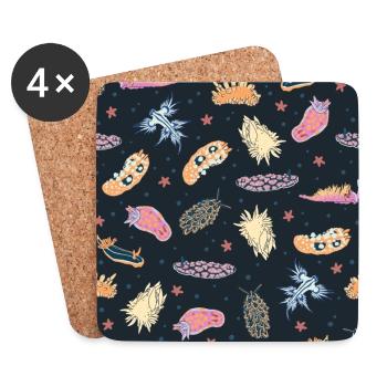 Meeresschnecken Schnecken Ozean Tiere Muster - Untersetzer (4er-Set) - Weiß - Vorne