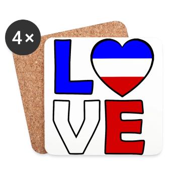 Français Amour - Dessous de verre (lot de 4) - blanc - Devant