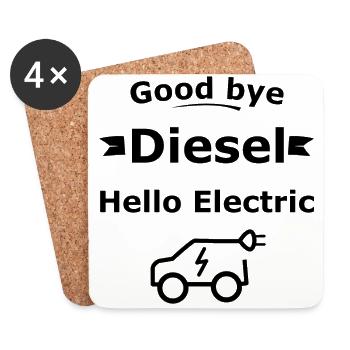 Hallo Elektroauto - Untersetzer (4er-Set) - Weiß - Vorne