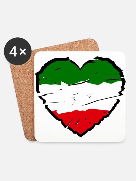 Herz von Italien - Untersetzer (4er-Set) - Weiß