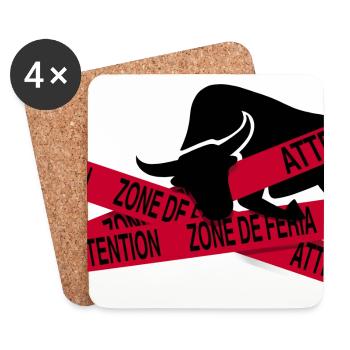 Zone de feria - banderole attention fête Féria - Dessous de verre (lot de 4) - blanc - Devant