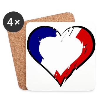 Un cœur pour la France - Dessous de verre (lot de 4) - blanc - Devant