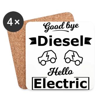 Bonjour les voitures électriques - Dessous de verre (lot de 4) - blanc - Devant