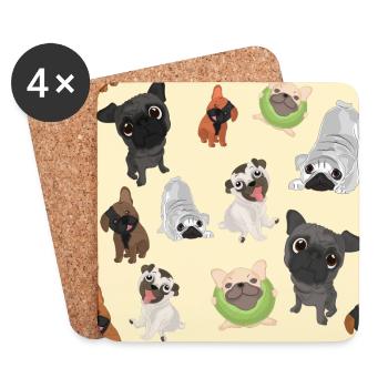 Conception de carlins pour les amoureux des chiens - Dessous de verre (lot de 4) - blanc - Devant
