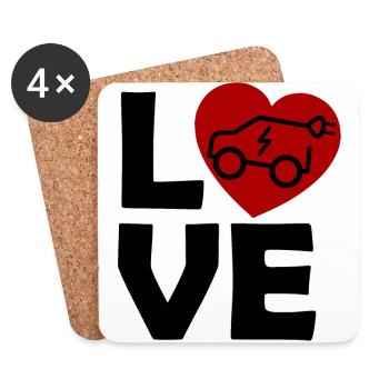 Electro Amour - Dessous de verre (lot de 4) - blanc - Devant