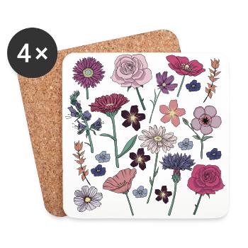 Flowers Girls - Coasters (set of 4) - white - Front