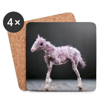 Bébé Cheval Rose Gris Saut - Dessous de verre (lot de 4) - blanc - Devant