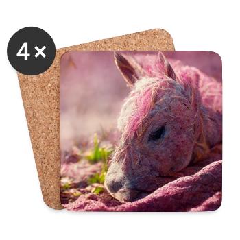 Baby Pferd liegt auf dem Boden Rosa III - Untersetzer (4er-Set) - Weiß - Vorne