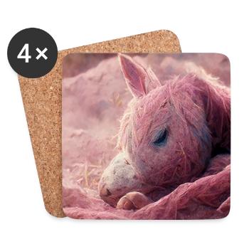 Baby Pferd liegt auf dem Boden Rosa V - Untersetzer (4er-Set) - Weiß - Vorne