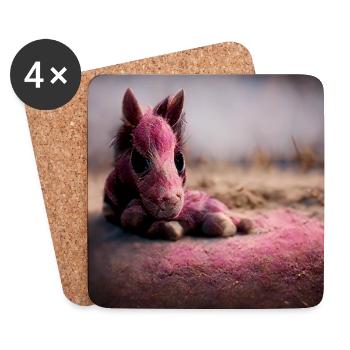 Baby Pferd liegt auf dem Boden Rosa IV - Untersetzer (4er-Set) - Weiß - Vorne