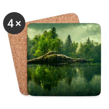 L’avenir du paysage du lac Dinosaur - Dessous de verre (lot de 4) - blanc - Devant