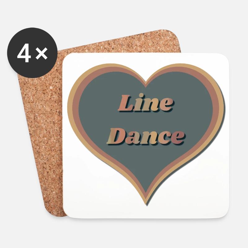 Line dance Herz - Untersetzer (4er-Set) - Weiß