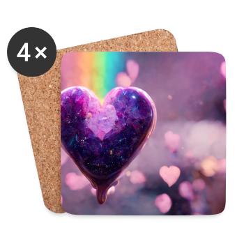 Purple Rainbow Heart - Coasters (set of 4) - white - Front