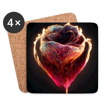 Herz Love Abstract Collection 2 - Untersetzer (4er-Set) - Weiß - Vorne