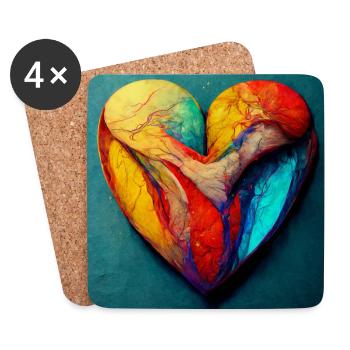 Herz Love Abstract Collection 11 - Untersetzer (4er-Set) - Weiß - Vorne