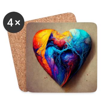 Herz Love Abstract Collection 10 - Untersetzer (4er-Set) - Weiß - Vorne