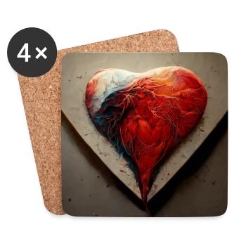 Herz Love Abstract Collection 14 - Untersetzer (4er-Set) - Weiß - Vorne