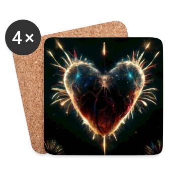 Herz Love Abstract Collection 22 - Untersetzer (4er-Set) - Weiß - Vorne
