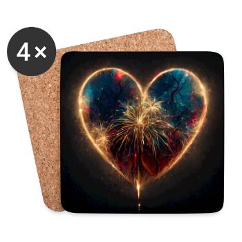 Herz Love Abstract Collection 23 - Untersetzer (4er-Set) - Weiß - Vorne