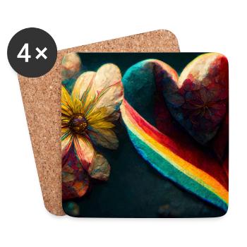 Herz Love Abstract Collection 38 - Untersetzer (4er-Set) - Weiß - Vorne