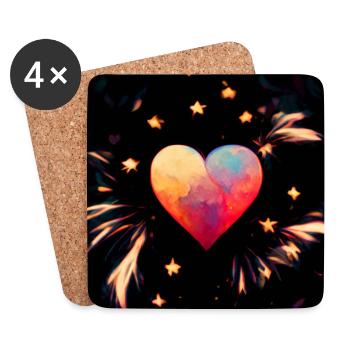 Herz Love Abstract Collection 27 - Untersetzer (4er-Set) - Weiß - Vorne