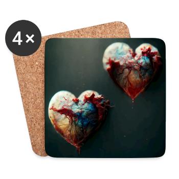 Heart Love Abstract Collection 40 - Coasters (set of 4) - white - Front