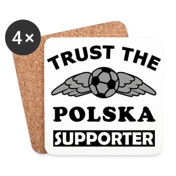 Fans de Pologne - Dessous de verre (lot de 4) - blanc - Devant
