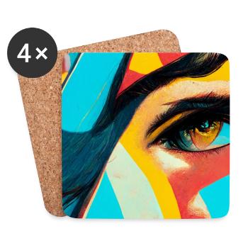 bande dessinée pop art - Dessous de verre (lot de 4) - blanc - Devant
