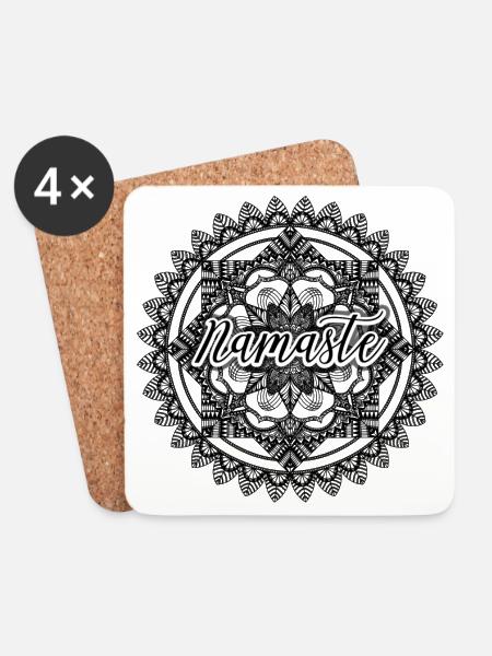 Namaste Mandala - Untersetzer (4er-Set) - Weiß