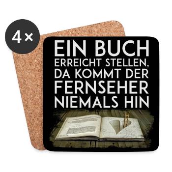 Bücher lesen - Untersetzer (4er-Set) - Weiß - Vorne