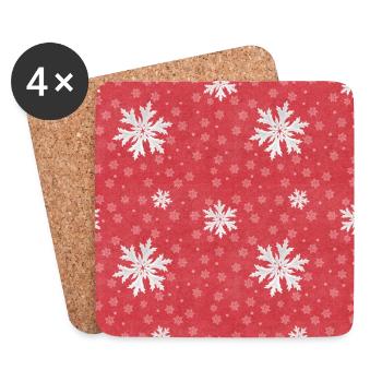 Flocons de neige à Noël - Dessous de verre (lot de 4) - blanc - Devant