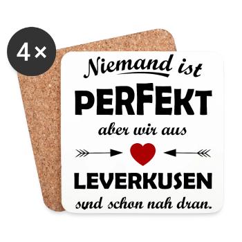 Daheim in Leverkusen - Untersetzer (4er-Set) - Weiß - Vorne
