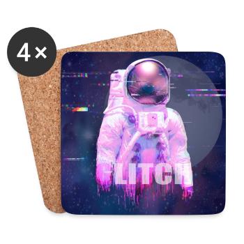 Vaporwave Glitch Moon Astronaute - Dessous de verre (lot de 4) - blanc - Devant